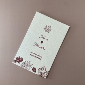 Letterpress trouwkaart herfst