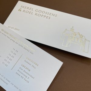 Trouwkaart letterpress goudfolie