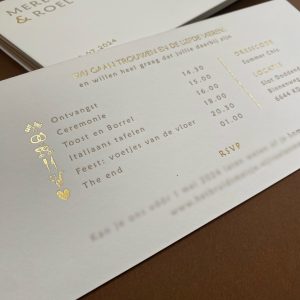 Trouwkaart letterpress goudfolie